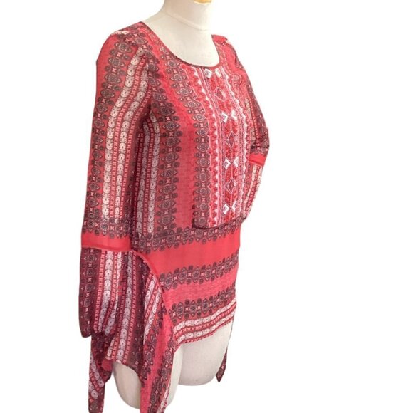 Sundance Go Beyond Sheer Embroidered Tunic Top Sz XS Pink 158F - Picture 2 of 8